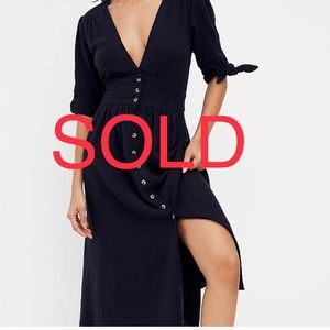 NWT Free People Black gauzy cotton midi dress